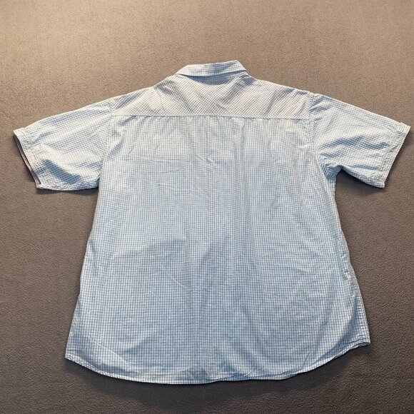 PD&C Shirt Mens Size 3X Classic Fit White Blue Print Short Sleeve,Pockets - Picture 12 of 12